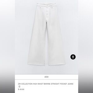 ZARA ZW COLLECTION HIGH WAIST MARINE STRAIGHT POCKET JEANS